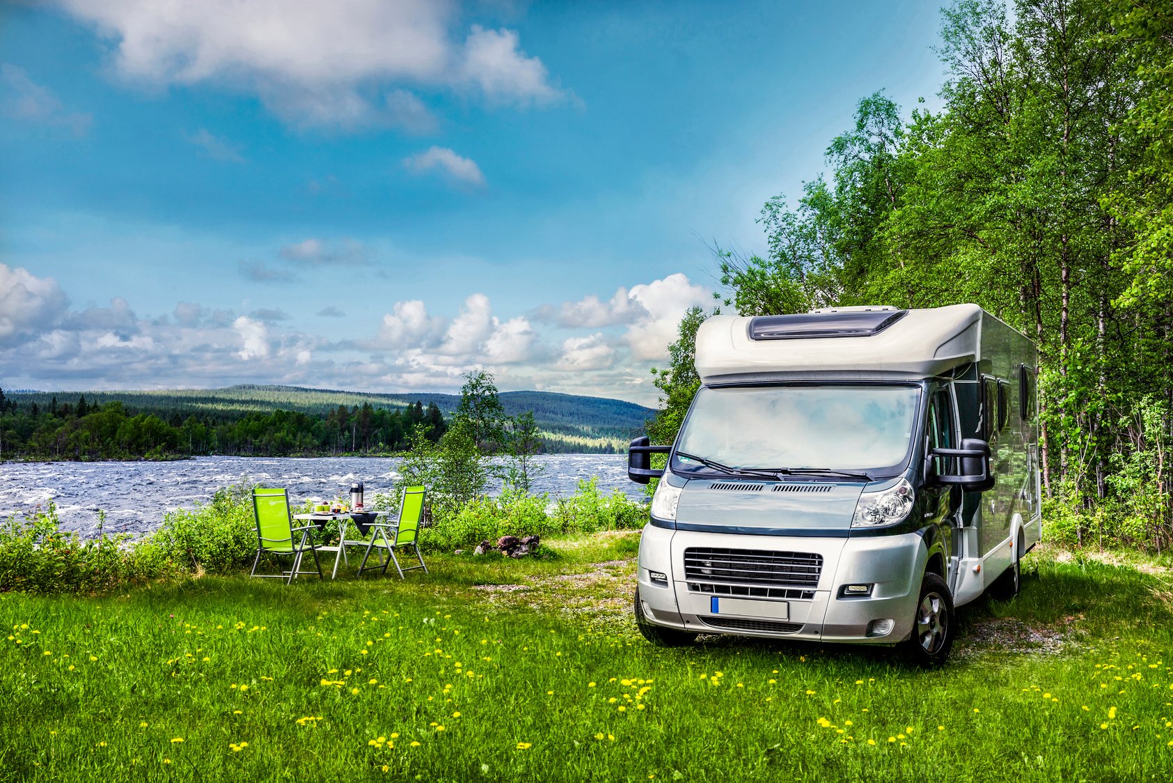 Motorhome on river